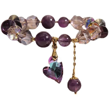 The Purple Zen - Natural Amethyst Heart Healing Bracelet