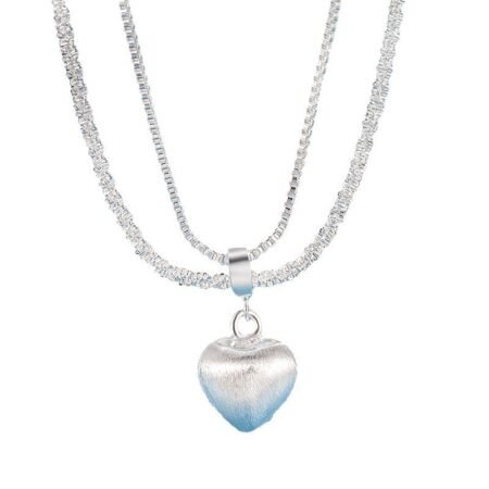 Elevated Romance - Double Chain Matte Heart Necklace