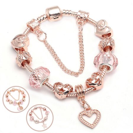 The Rose Nexus - Geometric Rose Gold Heart Bracelet