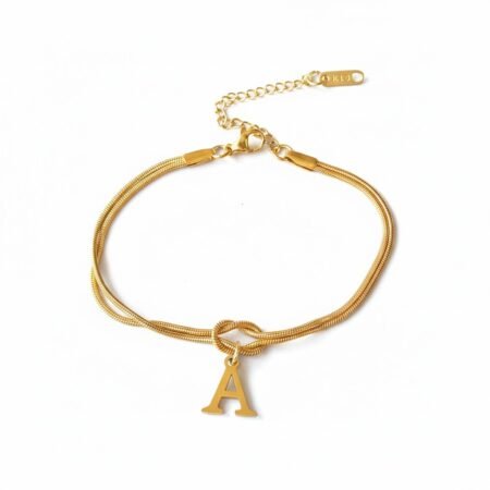 The Signature Knot - Dainty Initial Snake Chain Bracelet