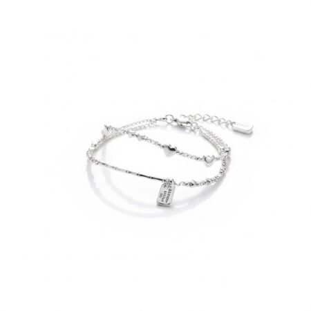 he Signature Square - S925 Silver Love Bar Link Bracelet