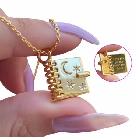 The Celestial Storybook - Openable Heart & Moon Locket