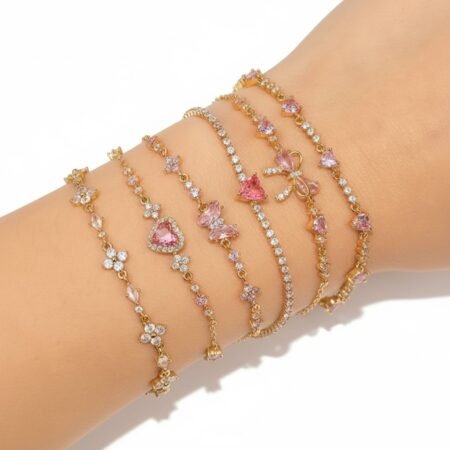 The Coquette Heart - Y2K Bow & Rhinestone Chain Bracelet