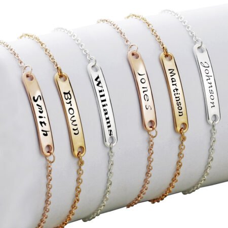 The Identity Link – Signature Engraved Bar Bracelet