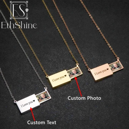 Collier médaillon enveloppe personnalisé pour femmes, bijoux personnalisés avec Message Photo, cadeau en acier inoxydable pour ses meilleurs amis, Couples 1